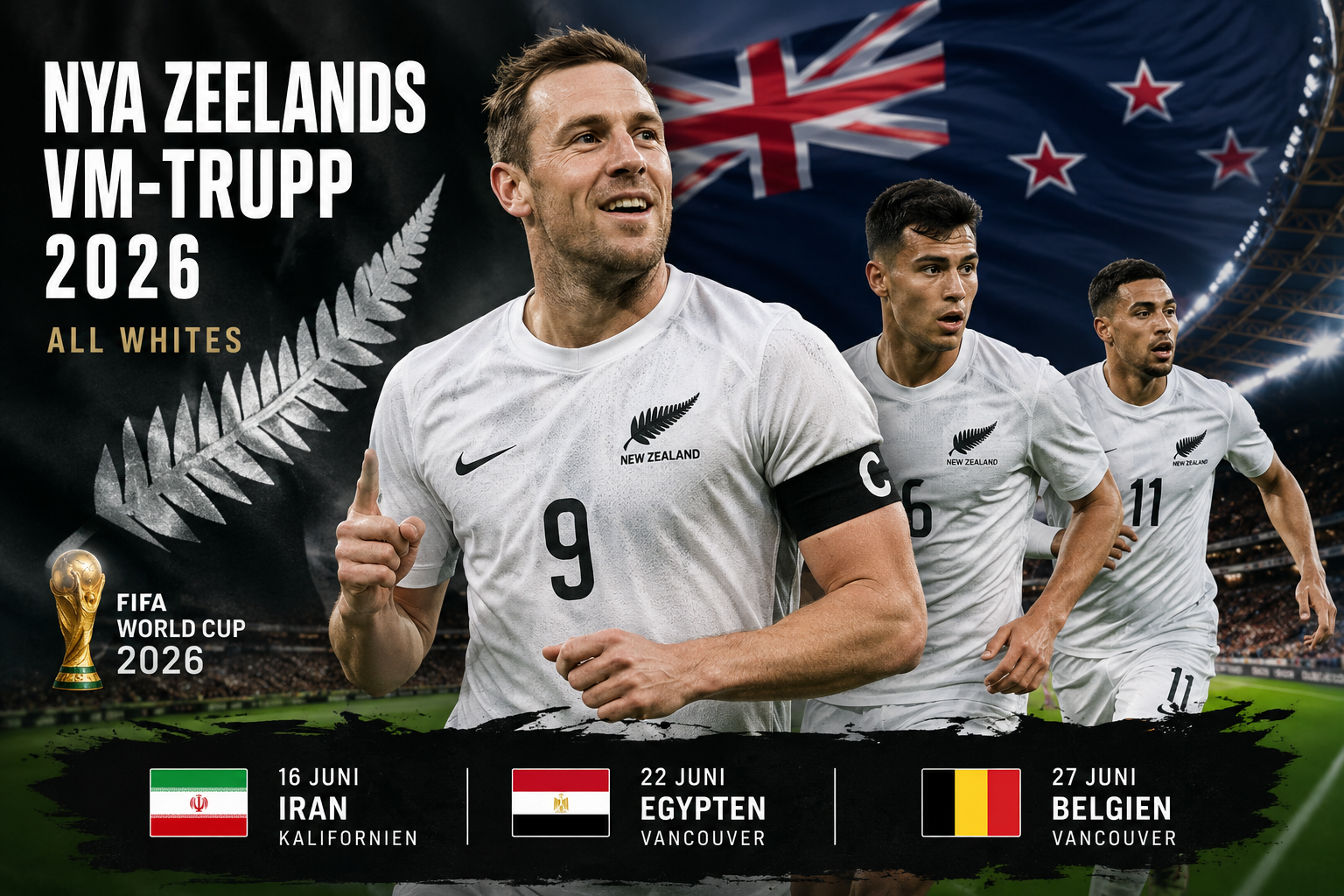 Nya Zeeland presenterar VM-truppen 2026 – Chris Wood leder ”All Whites”