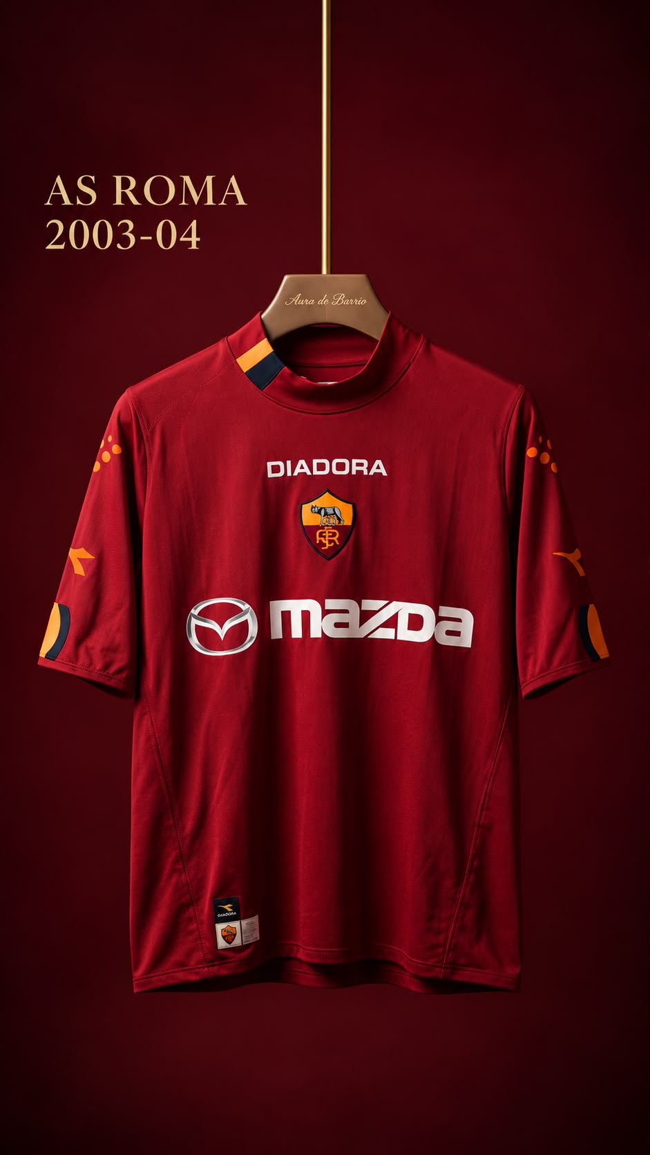 AS Romas röda hemmatröja 2003–04 från Diadora med Mazda som sponsor